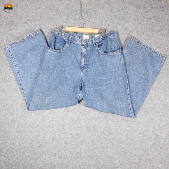 Cotton-On Wide Leg Jeans Blue Denim Adjustable Medium Wash Preppy Women's Sz 32 - Picture 4 of 12